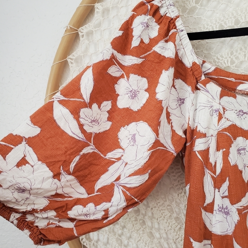 Linen Floral Square Neck Puff Sleeve Midi Dress /By Together sold by Lord&Taylor - Picture 6 of 11
